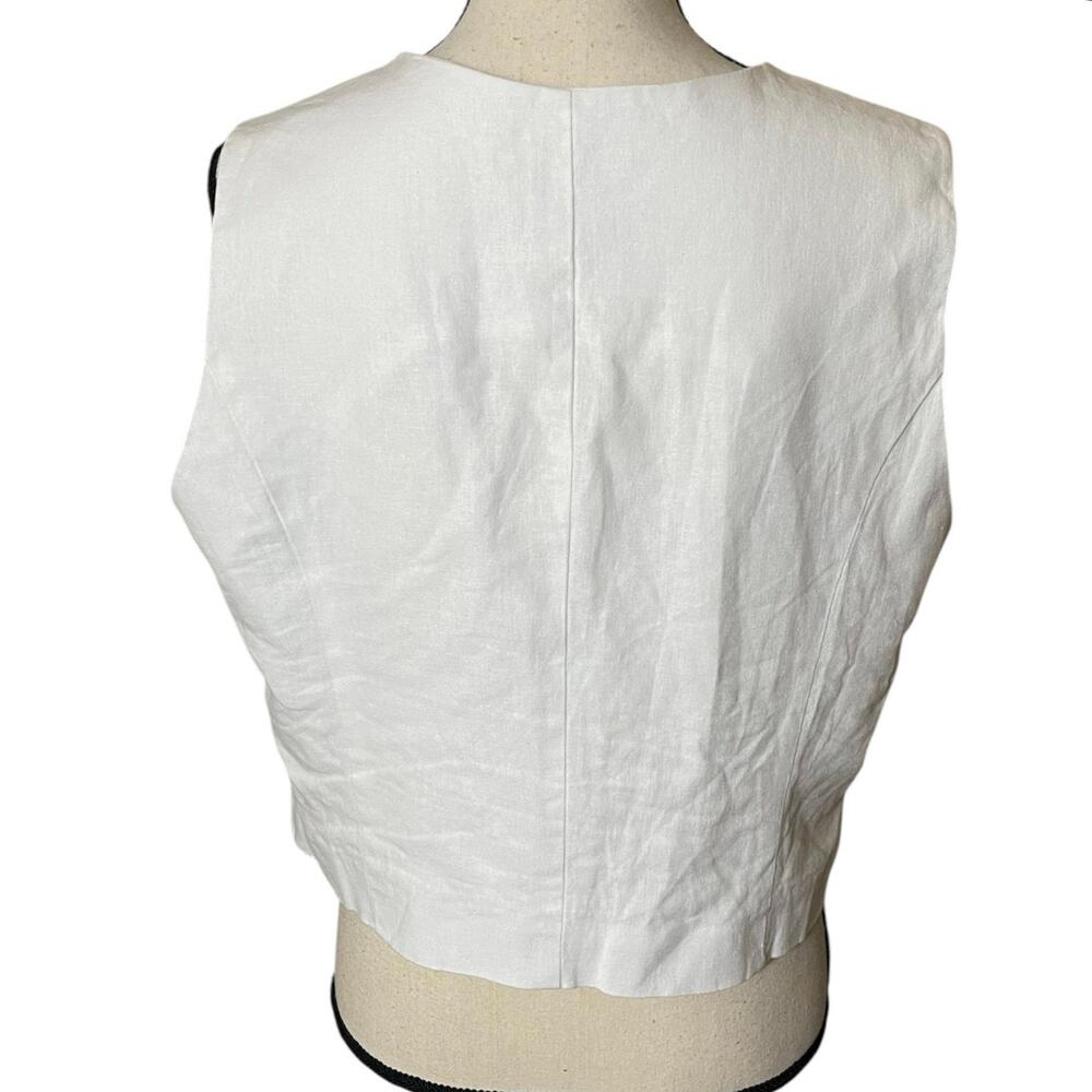 Tahari Linen Blend Button Vest Top Large White Minimalist Chic Coastal - Picture 4 of 9